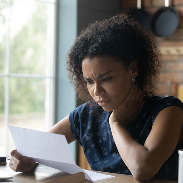 woman looking concerned
